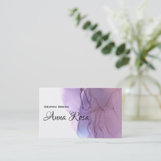 *~*のモダンのカッコいいの水彩画のマゼンタのラベンダーの青 名刺 (スタンド正面)