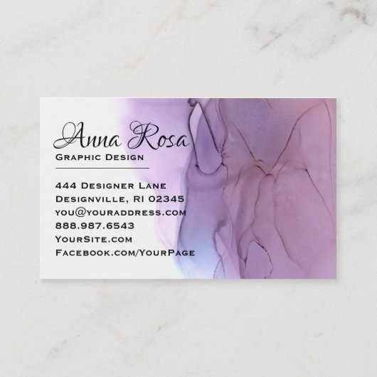 *~*のモダンのカッコいいの水彩画のマゼンタのラベンダーの青 名刺 (裏面)