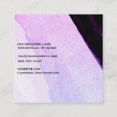 *~*のモダンの抽象芸術のはっきりしたで幾何学的で黒く青いピンク スクエア名刺 (裏面)