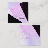 *~*のモダンの抽象芸術のはっきりしたで幾何学的で黒く青いピンク スクエア名刺 (正面/裏面)