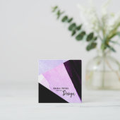 *~*のモダンの抽象芸術のはっきりしたで幾何学的で黒く青いピンク スクエア名刺 (スタンド正面)