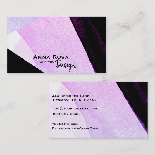 *~*のモダンの抽象芸術の幾何学的ではっきりしたで黒いピンクの青 名刺 (正面/裏面)