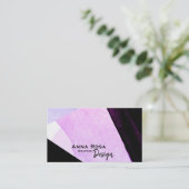 *~*のモダンの抽象芸術の幾何学的ではっきりしたで黒いピンクの青 名刺 (スタンド正面)