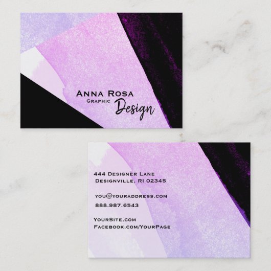 *~*のモダンの抽象芸術の幾何学的ではっきりしたで黒く青いピンク 名刺 (正面/裏面)