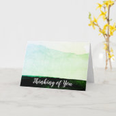 *~*のモダンの抽象芸術の水彩画のミントの緑の黒 カード (黄色い花)