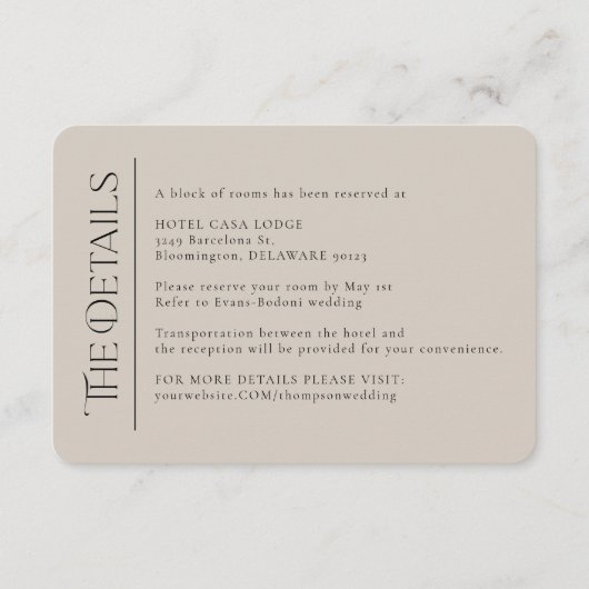 のモダンアイボリー結婚Taupe詳細エンクロージャカード エンクロージャーカード (正面)