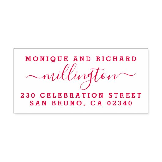 のモダンスクリプ結婚トファミリ名と差出人住所 セルフインキングスタンプ (デザイン)