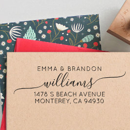 のモダンスクリプ結婚トファミリ名と差出人住所 セルフインキングスタンプ