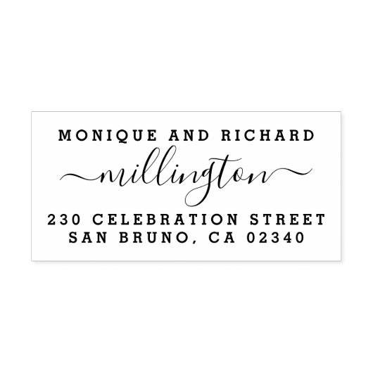 のモダンスクリプ結婚トファミリ名と差出人住所 ラバースタンプ (インプリント)