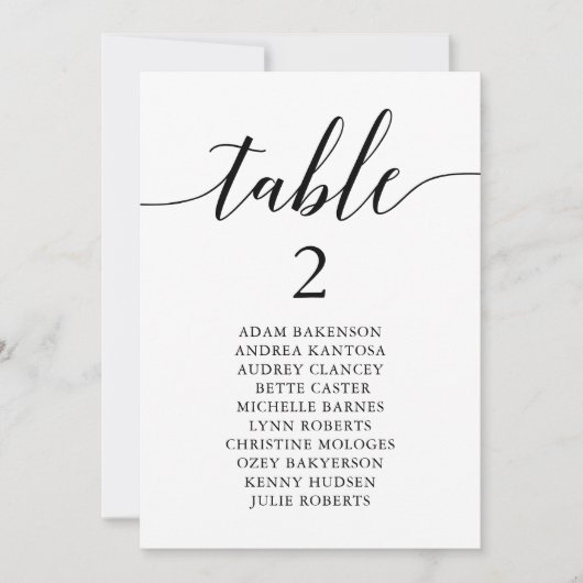 のモダンディナー結婚ゲスト設定チャートカード 招待状 (正面)