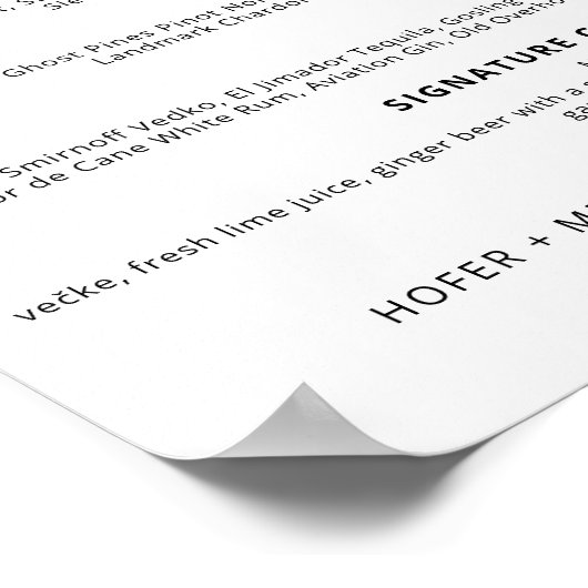 のモダンバー結婚メニューのシグネチャードリンクカクテル ポスター (角)