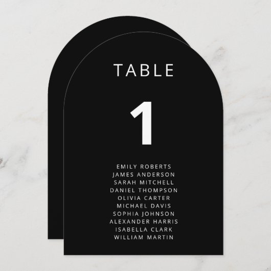 のモダンミニマル表結婚座席表カード 招待状 (正面/裏面)