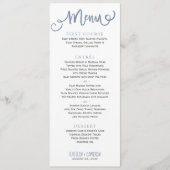 のモダンメ結婚ニュー |タイポグラフィ(ほこりっぽい青) メニュー (正面)