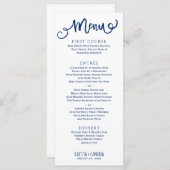 のモダンメ結婚ニュー |タイポグラフィ（ネイビーブルー） メニュー (正面/裏面)