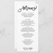 のモダンメ結婚ニュー |素朴タイポグラフィ(黒) メニュー (正面/裏面)