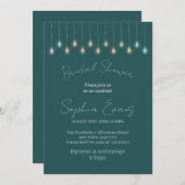 のモダンラぶら下がったイツグリーンブライダルシャワー 招待状 (正面/裏面)