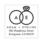 のモダンリングや輪結婚モノグラムアドレスインクスタンプ ラバースタンプ (インプリント)