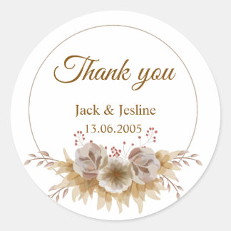 のモダンヴィンテージフローラシ結婚ステッカー ラウンドシール