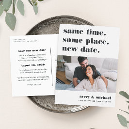 のモダン延期結婚写真の日付を保存 案内ポストカード