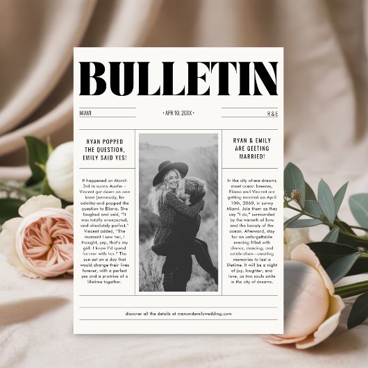 のモダン新聞結婚は日付の写真カードを保存 セーブザデート