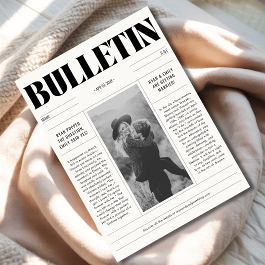 のモダン新聞結婚は日付の写真カードを保存 セーブザデート