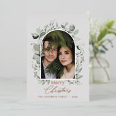 ~のモダン清エレガントらかな植物性の灰色の写真 箔シーズンカード (立ち正面)