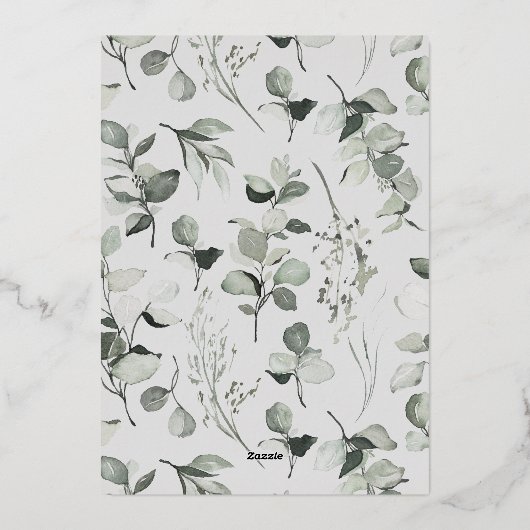 ~のモダン清エレガントらかな植物性の灰色の写真 箔シーズンカード (裏面)