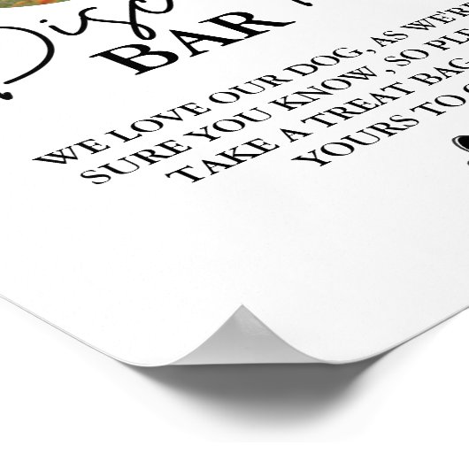 のモダン犬結婚の治療サインのビスケットのバーの好意 ポスター (角)