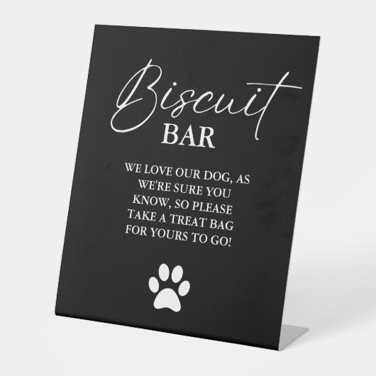 のモダン犬結婚の治療サインのビスケットのバーの好意 台座サイン (正面)