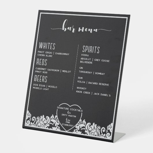 のモダン白黒のエレガントバーメ結婚ニュー 台座サイン (正面)