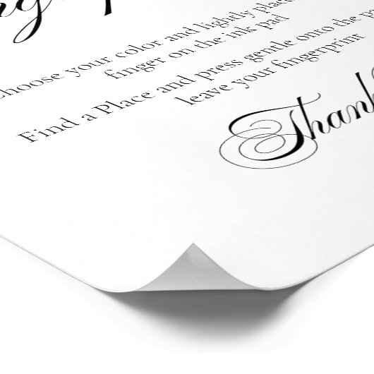 のモダン結婚ゲストツリーの指紋署名 ポスター (角)