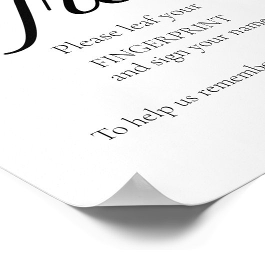 のモダン結婚ゲストツリーの指紋署名 ポスター (角)