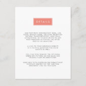 のモダン結婚ゲスト情報カード |コーラル エンクロージャーカード (正面)