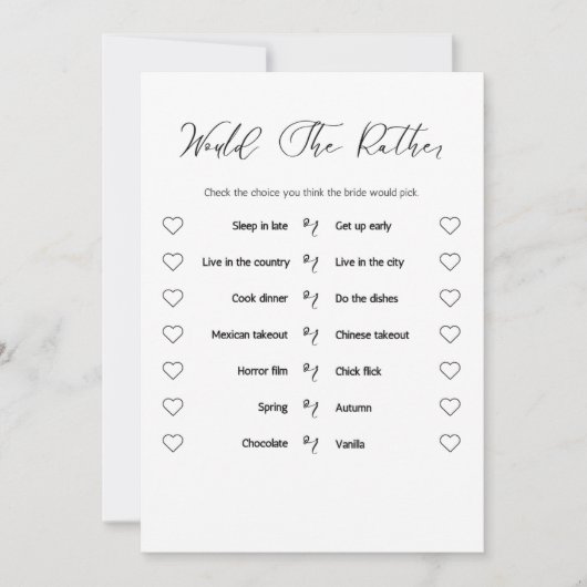 のモダン結婚ゲーム結婚式レセプションゲームカード 招待状 (正面)