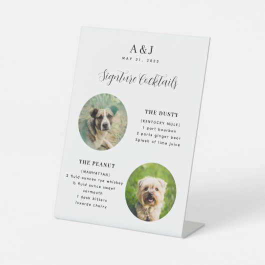 のモダン結婚シグネチャーカクテルメニュー2枚 台座サイン (正面)