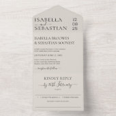 のモダン結婚ニュートラルクリーム親切に答える オールインワン招待状 (内側)