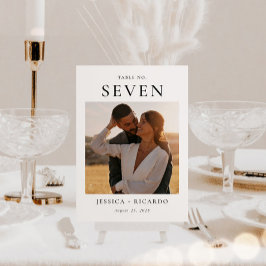 のモダン結婚写真テーブルカード テーブルナンバー