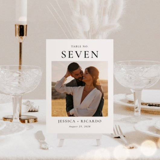 のモダン結婚写真テーブルカード テーブルナンバー