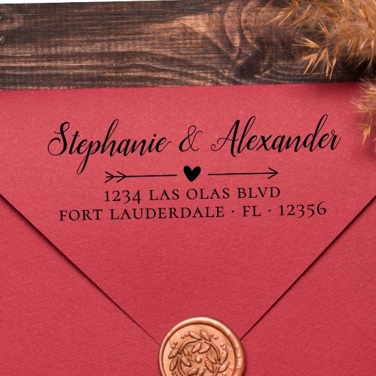 のモダン結婚差出人住所手書きスクリプト セルフインキングスタンプ