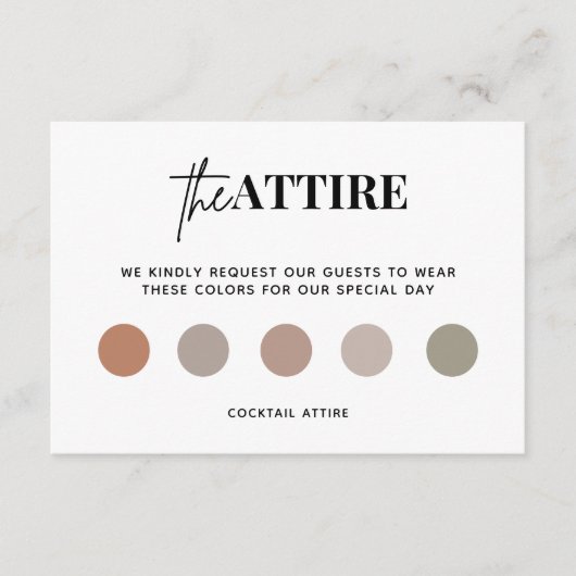 のモダン結婚服装ドレスコードカード エンクロージャーカード (正面)