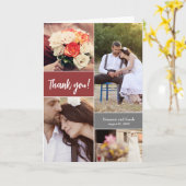 のモダン結婚Photo collage燃えたオレンジ色のスクリプト カード (黄色い花)