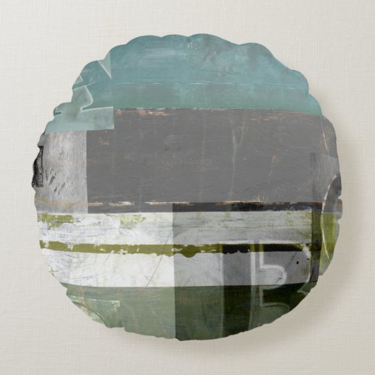 のモダン絵画文字の組み合わせ ラウンドクッション (正面)