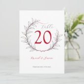 のモダン表結婚番号とメニュー（赤） 招待状 (スタンド正面)