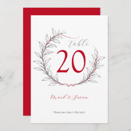 のモダン表結婚番号とメニュー(赤) 招待状