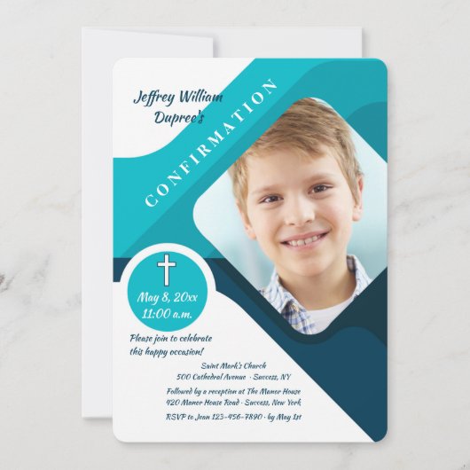 のモダン賛美写真確認招待状 招待状 (正面)