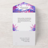 のモダン青い結婚ピンクのフローラの水色すべて オールインワン招待状 (外側)