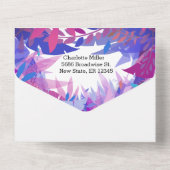 のモダン青い結婚ピンクのフローラの水色すべて オールインワン招待状 (裏面)