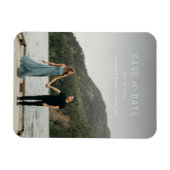 のモダンSave the Date Magnet White マグネット (横)