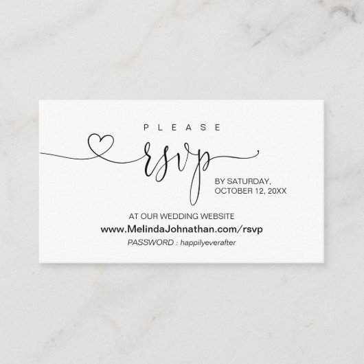 のモダンWebサイトで書オンライン結婚RSVP エンクロージャーカード (正面)