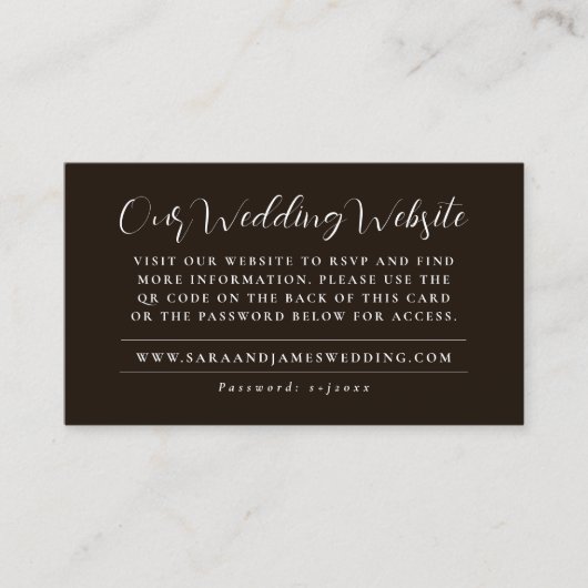 のモダンWeb結婚サイトQRコードRSVPエンクロージャカード 名刺 (正面)